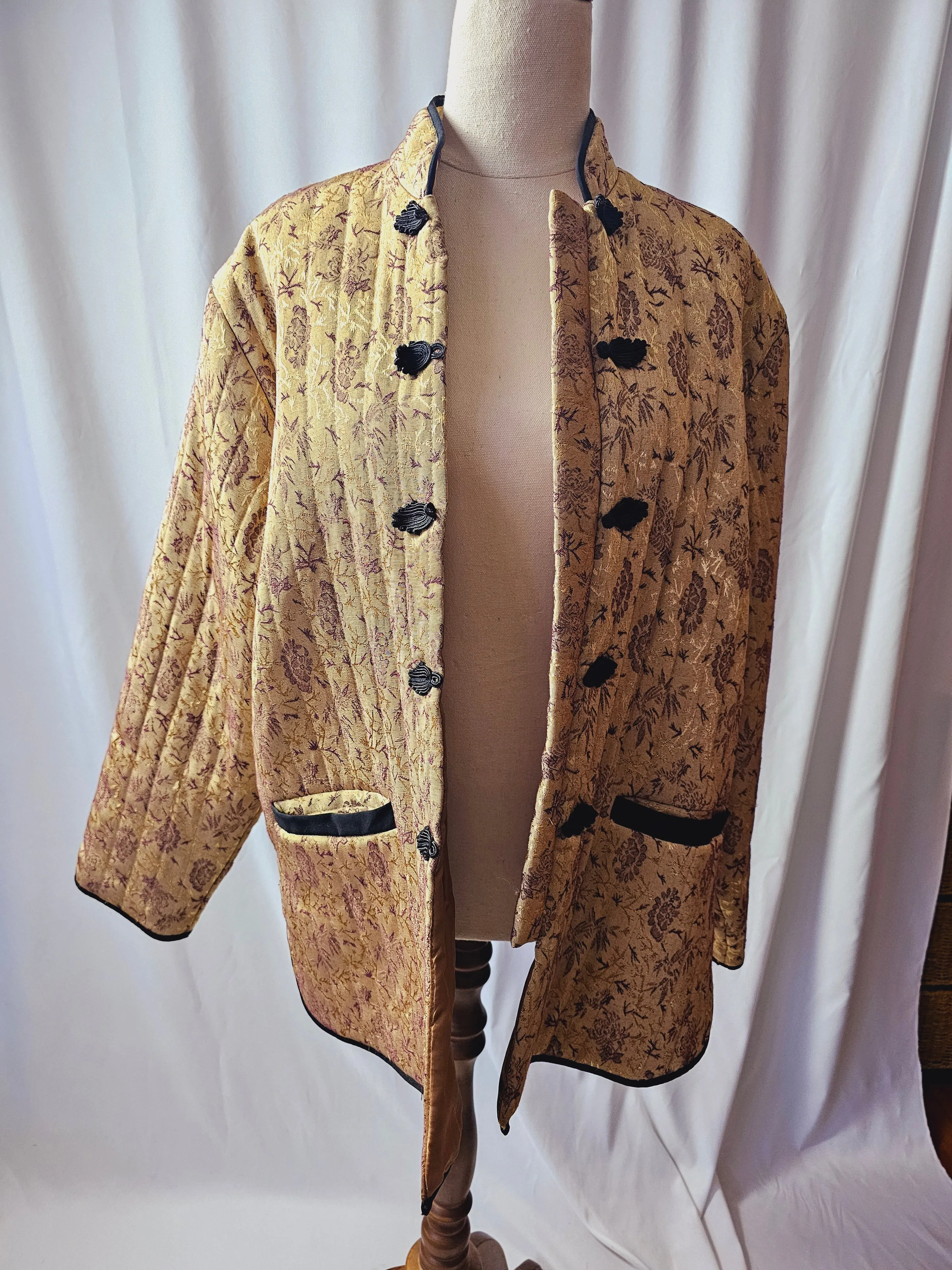 Vintage Oriental gold Quilted jacket L