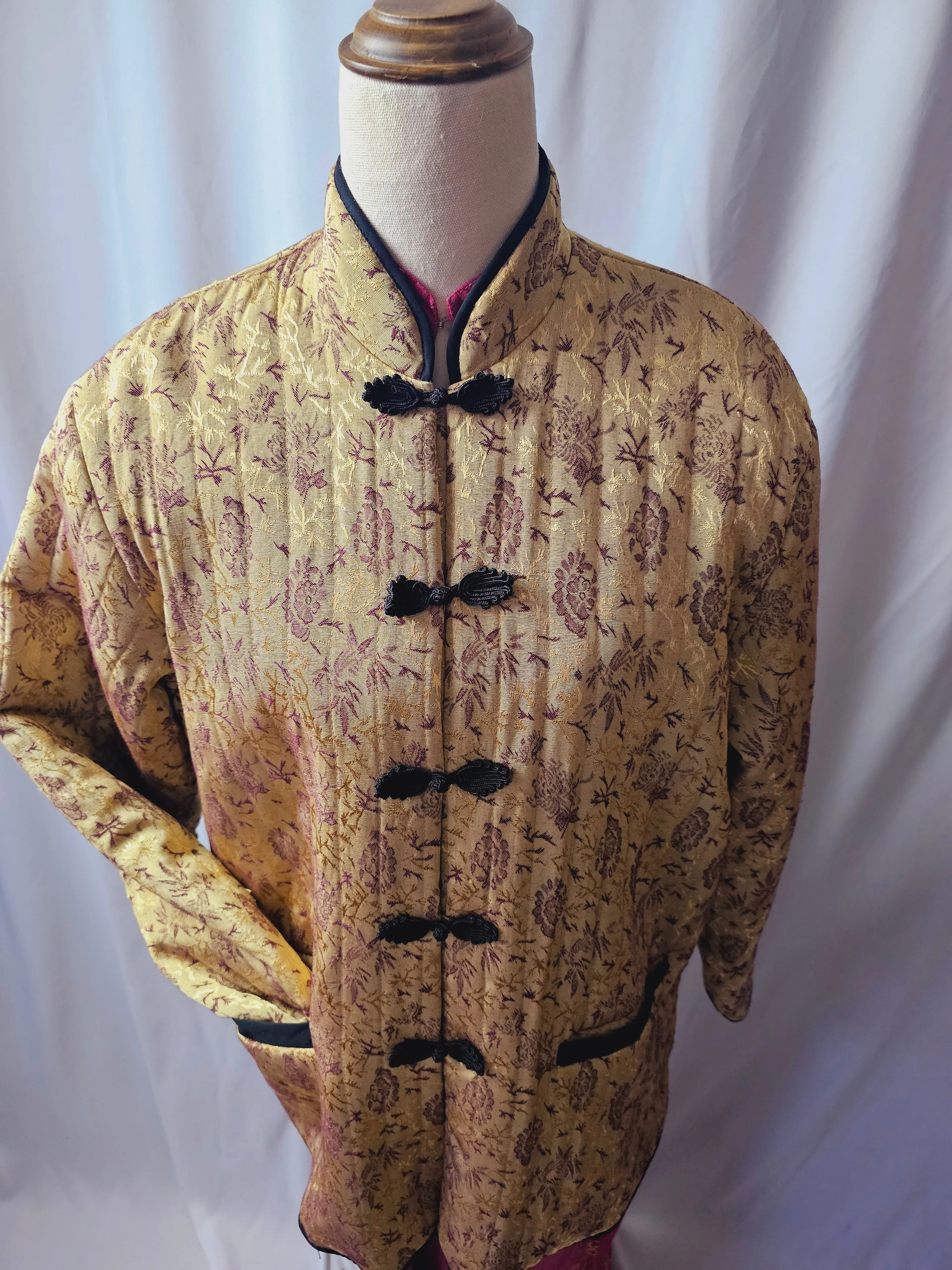 Vintage Oriental gold Quilted jacket L