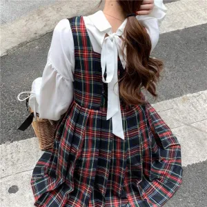 Vintage Pleat Overall Dress