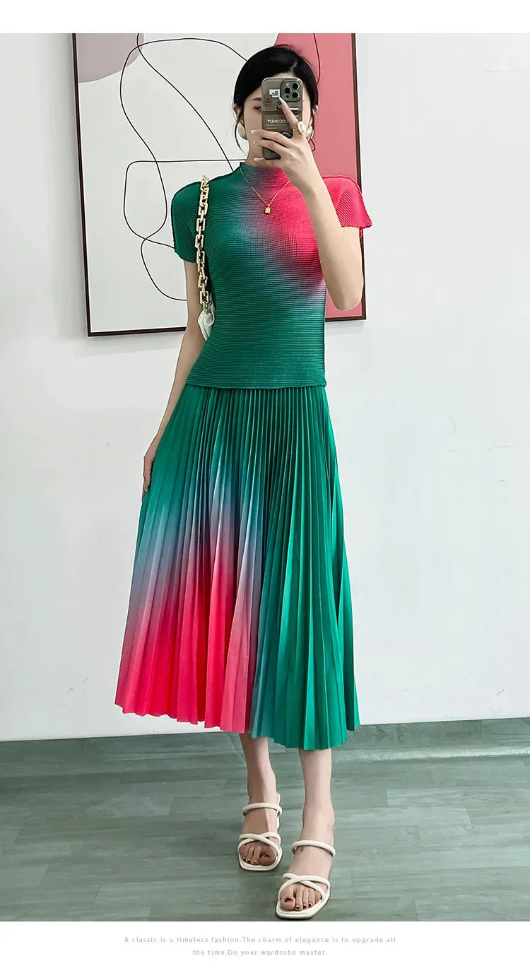 Women's Classy 2-Piece Ombre Skirt Matching Set