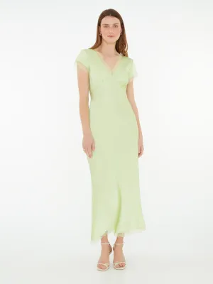 Woolf Sleeved Slip Dress in Green