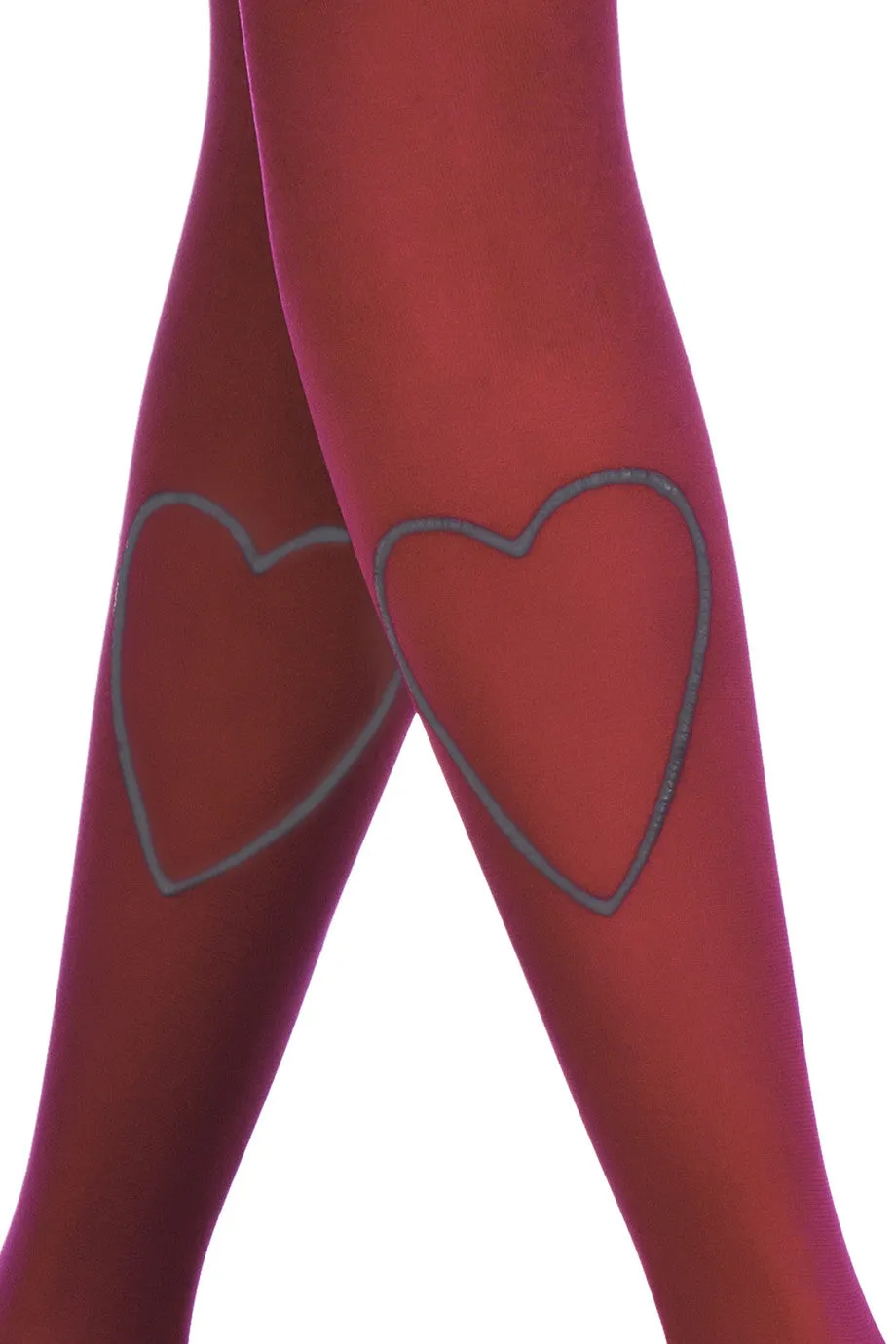 ZOHARA HEART Dark Pink Printed Tights